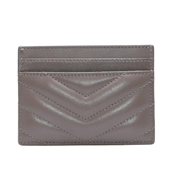 Very Good Condition YVES SAINT LAURENT Yves Saint Laurent Monogram Card Case GNC423291 Leather Beige Gold Hardware Used 4a001709