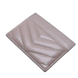 Very Good Condition YVES SAINT LAURENT Yves Saint Laurent Monogram Card Case GNC423291 Leather Beige Gold Hardware Used 4a001709