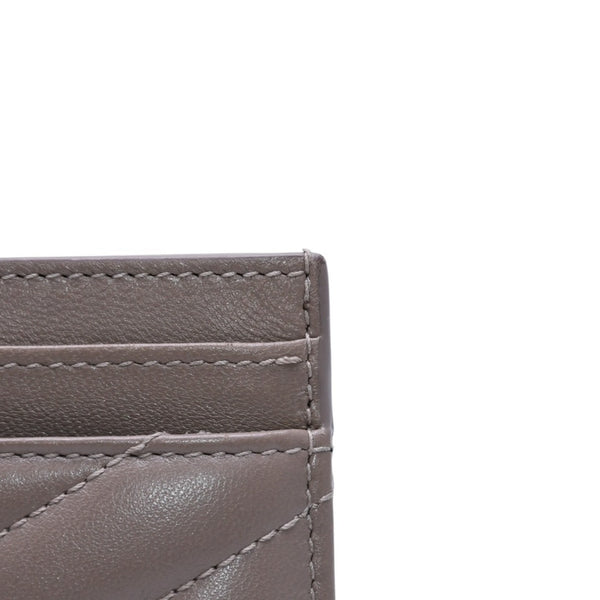 Very Good Condition YVES SAINT LAURENT Yves Saint Laurent Monogram Card Case GNC423291 Leather Beige Gold Hardware Used 4a001709
