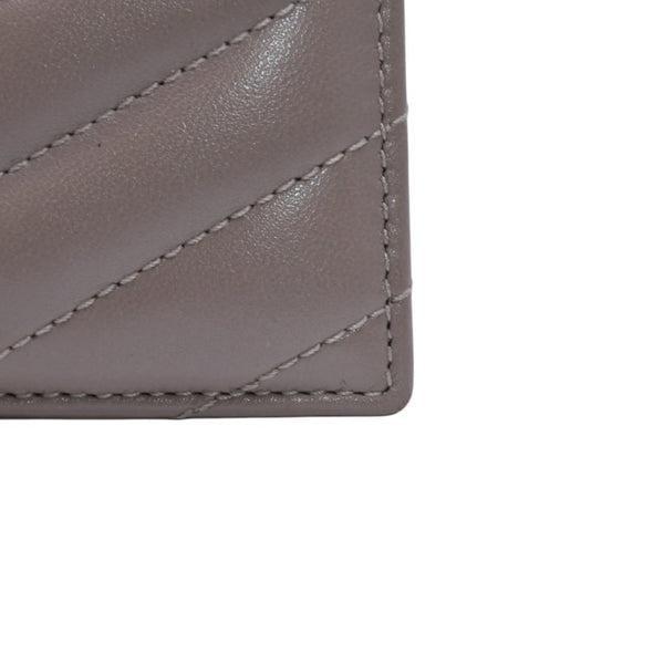 Very Good Condition YVES SAINT LAURENT Yves Saint Laurent Monogram Card Case GNC423291 Leather Beige Gold Hardware Used 4a001709
