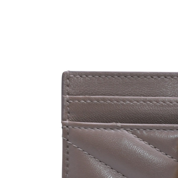 Very Good Condition YVES SAINT LAURENT Yves Saint Laurent Monogram Card Case GNC423291 Leather Beige Gold Hardware Used 4a001709