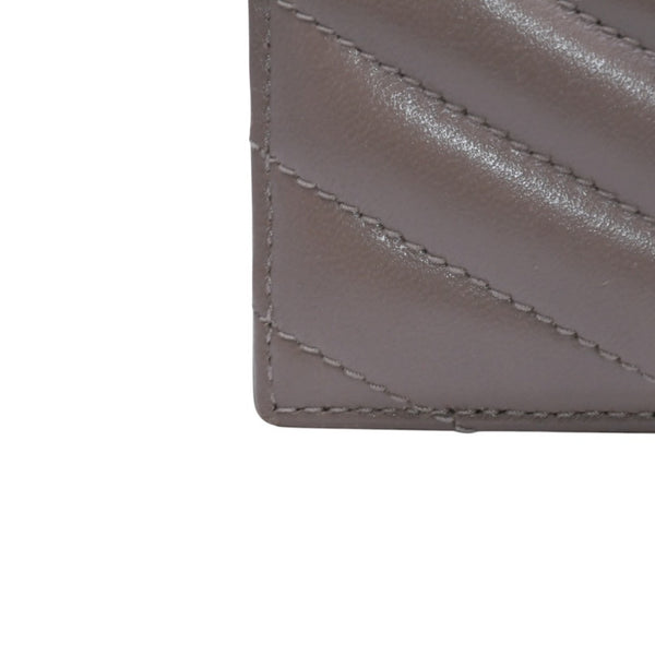 Very Good Condition YVES SAINT LAURENT Yves Saint Laurent Monogram Card Case GNC423291 Leather Beige Gold Hardware Used 4a001709