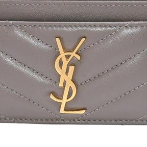 Very Good Condition YVES SAINT LAURENT Yves Saint Laurent Monogram Card Case GNC423291 Leather Beige Gold Hardware Used 4a001709
