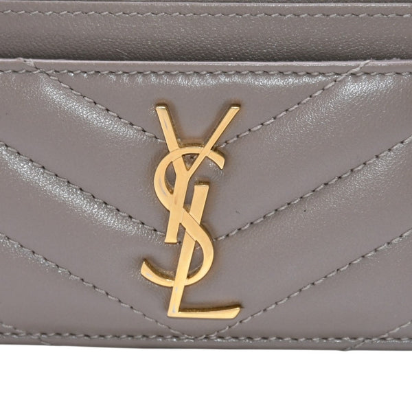Very Good Condition YVES SAINT LAURENT Yves Saint Laurent Monogram Card Case GNC423291 Leather Beige Gold Hardware Used 4a001709