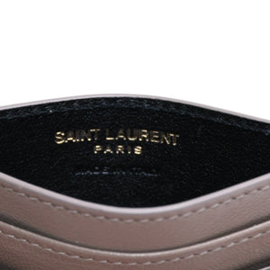 Very Good Condition YVES SAINT LAURENT Yves Saint Laurent Monogram Card Case GNC423291 Leather Beige Gold Hardware Used 4a001709