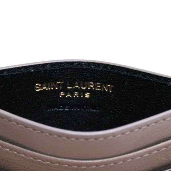 Very Good Condition YVES SAINT LAURENT Yves Saint Laurent Monogram Card Case GNC423291 Leather Beige Gold Hardware Used 4a001709