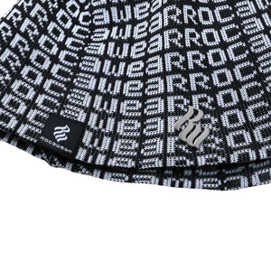 Very Good Condition ROCAWEAR Hat All Over Pattern Brand Logo Plate Cotton Black White Used 4a001550