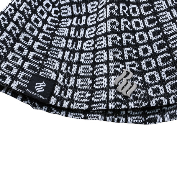 Very Good Condition ROCAWEAR Hat All Over Pattern Brand Logo Plate Cotton Black White Used 4a001550