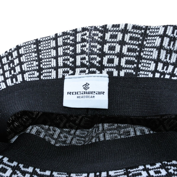 Very Good Condition ROCAWEAR Hat All Over Pattern Brand Logo Plate Cotton Black White Used 4a001550