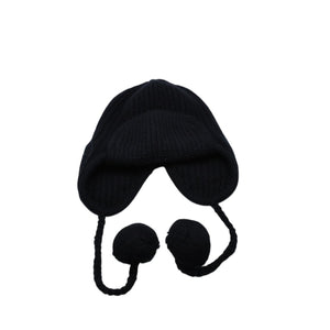 New and unused CHANEL 26AW Flight Cap Pilot Cap with Bonbon Knit Cap AAB271 Coco Mark Cashmere Silk Black Used 4a001770