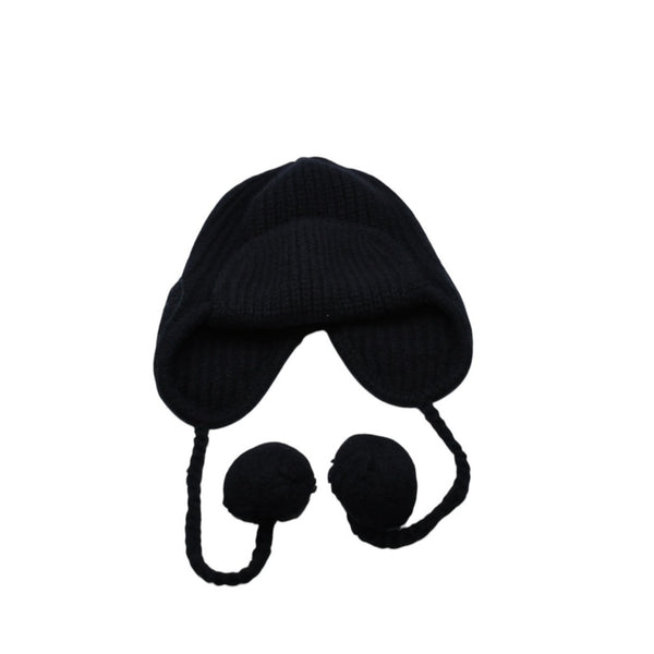 New and unused CHANEL 26AW Flight Cap Pilot Cap with Bonbon Knit Cap AAB271 Coco Mark Cashmere Silk Black Used 4a001770