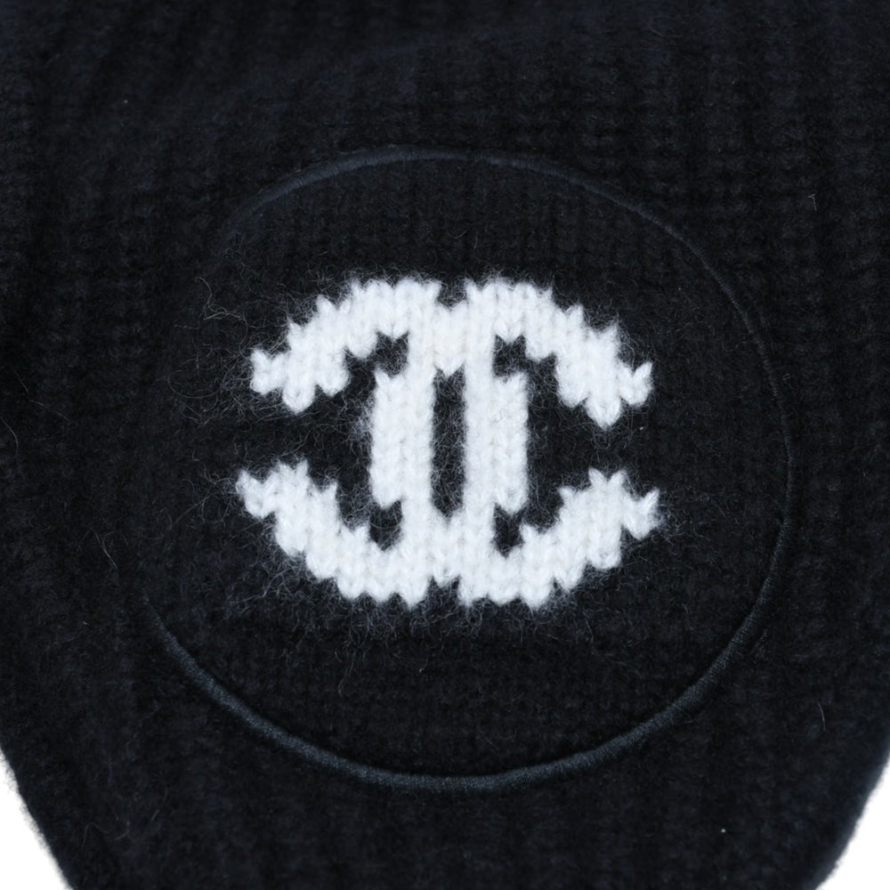 New and unused CHANEL 26AW Flight Cap Pilot Cap with Bonbon Knit Cap AAB271 Coco Mark Cashmere Silk Black Used 4a001770