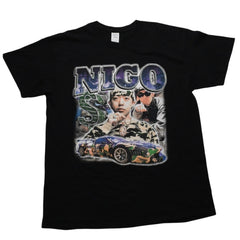 NIGO 00's Short Sleeve T-shirt Tops Size L RAP TEES Black Multicolor Print Cotton Good Condition Used 4a001781
