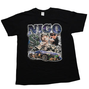 NIGO 00's Short Sleeve T-shirt Tops Size L RAP TEES Black Multicolor Print Cotton Good Condition Used 4a001781