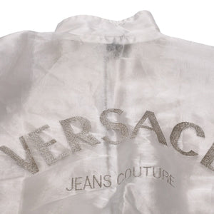 Very Good Condition VERSACE JEANS COUTURE VINTAGE 90's Sheer Bomber Jacket White Embroidered Logo Used 4a001782