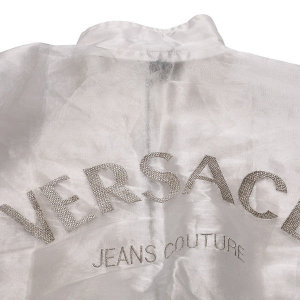 Very Good Condition VERSACE JEANS COUTURE VINTAGE 90's Sheer Bomber Jacket White Embroidered Logo Used 4a001782