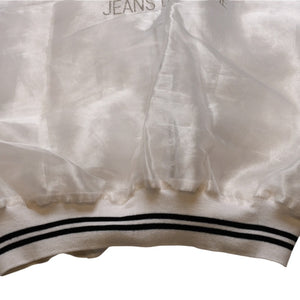 Very Good Condition VERSACE JEANS COUTURE VINTAGE 90's Sheer Bomber Jacket White Embroidered Logo Used 4a001782