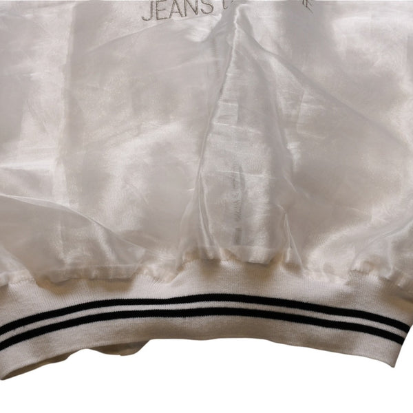 Very Good Condition VERSACE JEANS COUTURE VINTAGE 90's Sheer Bomber Jacket White Embroidered Logo Used 4a001782