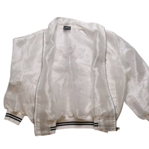 Very Good Condition VERSACE JEANS COUTURE VINTAGE 90's Sheer Bomber Jacket White Embroidered Logo Used 4a001782