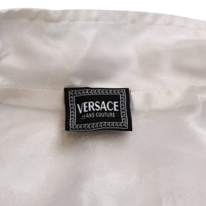 Very Good Condition VERSACE JEANS COUTURE VINTAGE 90's Sheer Bomber Jacket White Embroidered Logo Used 4a001782