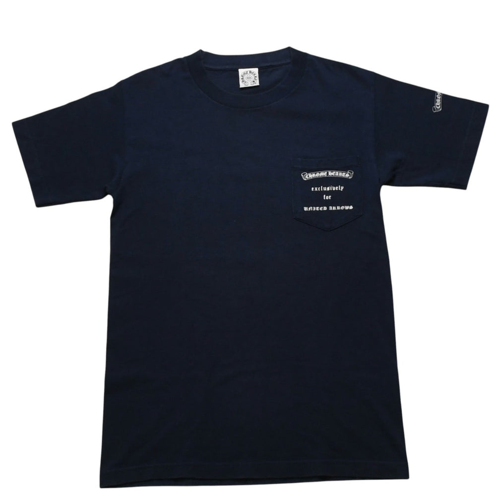 CHROME HEARTS クロムハーツ ユナイテッドアローズコラボTシャツ 半袖Tシャツ ポケットTシャツ ネイビー ダガーロゴ 美品 中古 4a001877