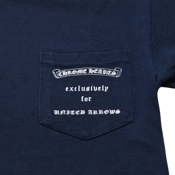 CHROME HEARTS United Arrows Collaboration T-shirt Short Sleeve T-shirt Pocket T-shirt Navy Dagger Logo Good Condition Used 4a001877