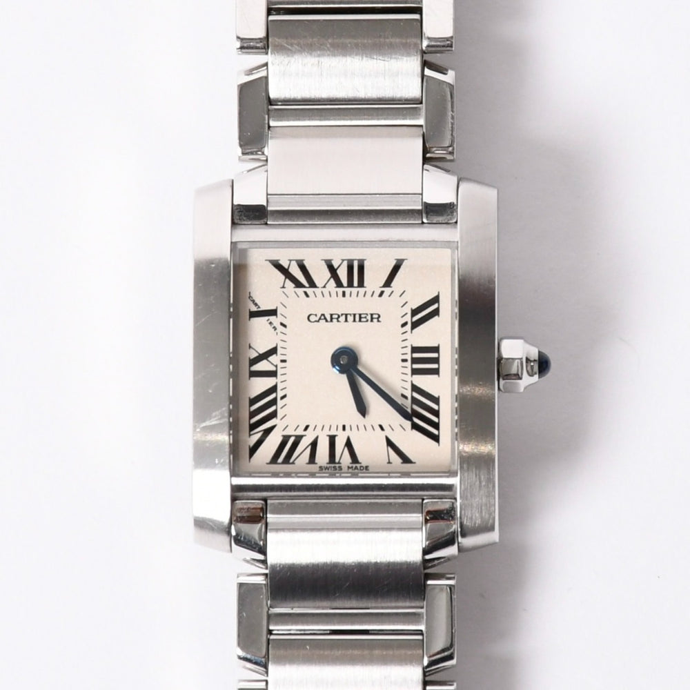 新品同様 Cartier カルティエ タンクフランセーズ 新型文字盤 W51008Q3 白文字盤 時計 中古 4a001789