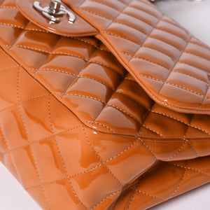 CHANEL シャネル デカマトラッセ30 Wフラップ Wチェーンショルダーバッグ 14番台 ココマーク パテントレザー オレンジ 美品 中古 4a001597