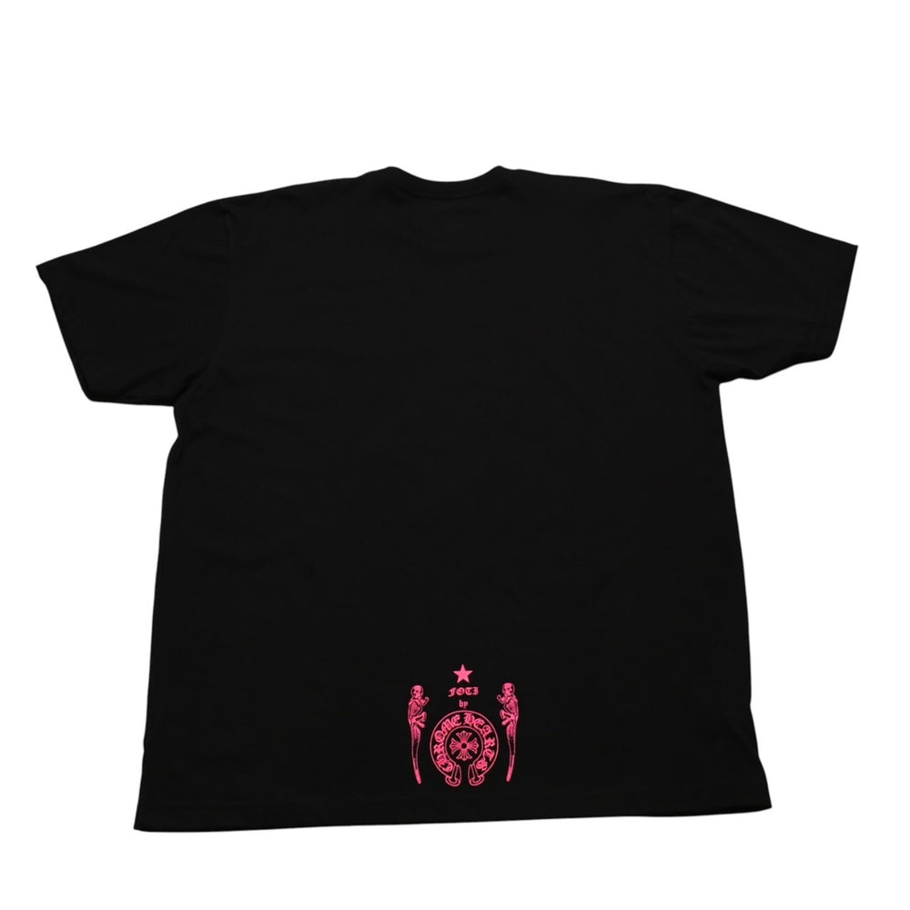 新品未使用 CHROME HEARTS クロムハーツ FOTI MISS LERLENE フォティ ミスラーレン 半袖Tシャツ サイズXL ブラック ピンク 新型 中古 4a001804
