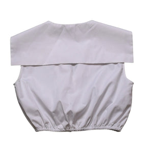 Very good condition MIU MIU Poplin Tops Sailor Style White Shirt Blouse Logo Embroidery Used 4a001753