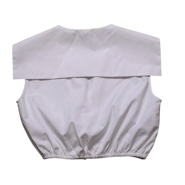 Very good condition MIU MIU Poplin Tops Sailor Style White Shirt Blouse Logo Embroidery Used 4a001753