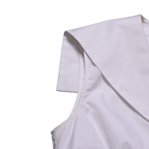 Very good condition MIU MIU Poplin Tops Sailor Style White Shirt Blouse Logo Embroidery Used 4a001753