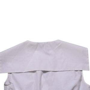 Very good condition MIU MIU Poplin Tops Sailor Style White Shirt Blouse Logo Embroidery Used 4a001753
