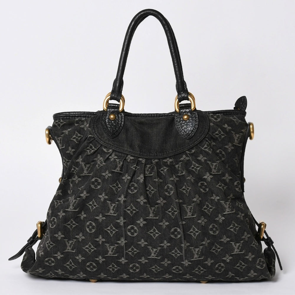 LOUIS VUITTON ルイヴィトン ハンドバッグ モノグラムデニム ネオカヴィGM M95352 ブラック レザー ゴールド金具 美品 中古 4a001809