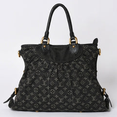 LOUIS VUITTON ルイヴィトン ハンドバッグ モノグラムデニム ネオカヴィGM M95352 ブラック レザー ゴールド金具 美品 中古 4a001809