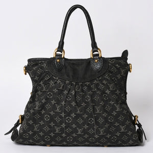 LOUIS VUITTON ルイヴィトン ハンドバッグ モノグラムデニム ネオカヴィGM M95352 ブラック レザー ゴールド金具 美品 中古 4a001809