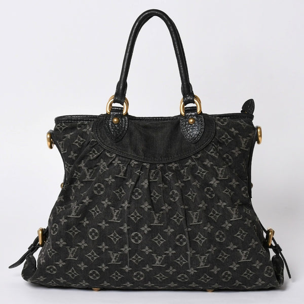 LOUIS VUITTON ルイヴィトン ハンドバッグ モノグラムデニム ネオカヴィGM M95352 ブラック レザー ゴールド金具 美品 中古 4a001809