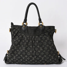 画像をギャラリービューアに読み込む, LOUIS VUITTON ルイヴィトン ハンドバッグ モノグラムデニム ネオカヴィGM M95352 ブラック レザー ゴールド金具 美品 中古 4a001809