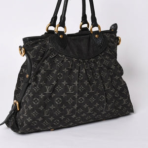 LOUIS VUITTON ルイヴィトン ハンドバッグ モノグラムデニム ネオカヴィGM M95352 ブラック レザー ゴールド金具 美品 中古 4a001809
