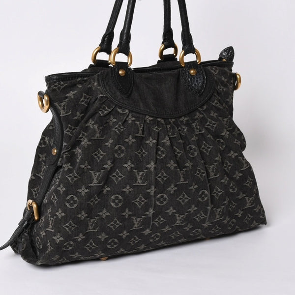 LOUIS VUITTON ルイヴィトン ハンドバッグ モノグラムデニム ネオカヴィGM M95352 ブラック レザー ゴールド金具 美品 中古 4a001809