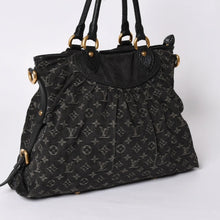 画像をギャラリービューアに読み込む, LOUIS VUITTON ルイヴィトン ハンドバッグ モノグラムデニム ネオカヴィGM M95352 ブラック レザー ゴールド金具 美品 中古 4a001809