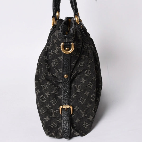 LOUIS VUITTON ルイヴィトン ハンドバッグ モノグラムデニム ネオカヴィGM M95352 ブラック レザー ゴールド金具 美品 中古 4a001809