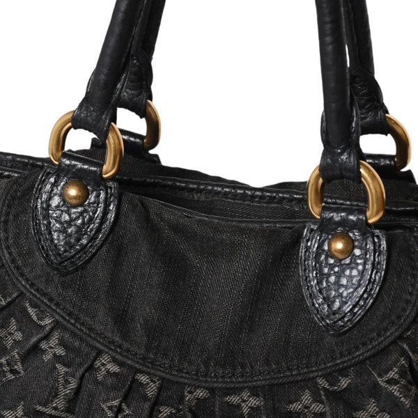 LOUIS VUITTON ルイヴィトン ハンドバッグ モノグラムデニム ネオカヴィGM M95352 ブラック レザー ゴールド金具 美品 中古 4a001809