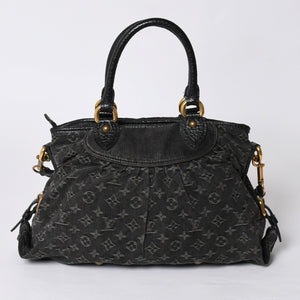 LOUIS VUITTON ルイヴィトン ハンドバッグ モノグラムデニム ネオカヴィGM M95352 ブラック レザー 2way仕様 ゴールド金具 良品 中古 4a001808