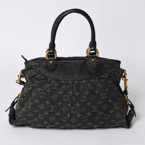 LOUIS VUITTON ルイヴィトン ハンドバッグ モノグラムデニム ネオカヴィGM M95352 ブラック レザー 2way仕様 ゴールド金具 良品 中古 4a001808