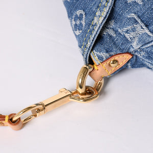 極美品 LOUIS VUITTON ルイヴィトン ミニプリーティ ワンショルダーバッグ M95050 モノグラム デニム インディゴブルー 中古 4a001920