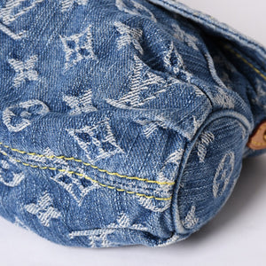 極美品 LOUIS VUITTON ルイヴィトン ミニプリーティ ワンショルダーバッグ M95050 モノグラム デニム インディゴブルー 中古 4a001920