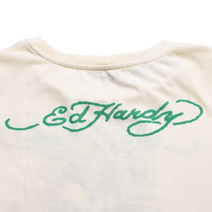 新品未使用 ED HARDY エドハーディ BABY TEE ベイビーティー ピンクパンサー 半袖Tシャツ EH110425 コットン アイボリー マルチカラー サイズXL 中古 4a001864