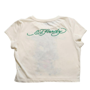新品未使用 ED HARDY エドハーディ BABY TEE ベイビーティー ピンクパンサー 半袖Tシャツ EH110425 コットン アイボリー マルチカラー サイズXL 中古 4a001864
