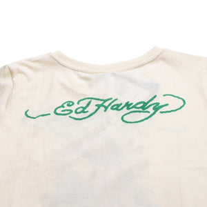 新品未使用 ED HARDY エドハーディ BABY TEE ベイビーティー ピンクパンサー 半袖Tシャツ EH110425 コットン アイボリー マルチカラー サイズL 中古 4a001865